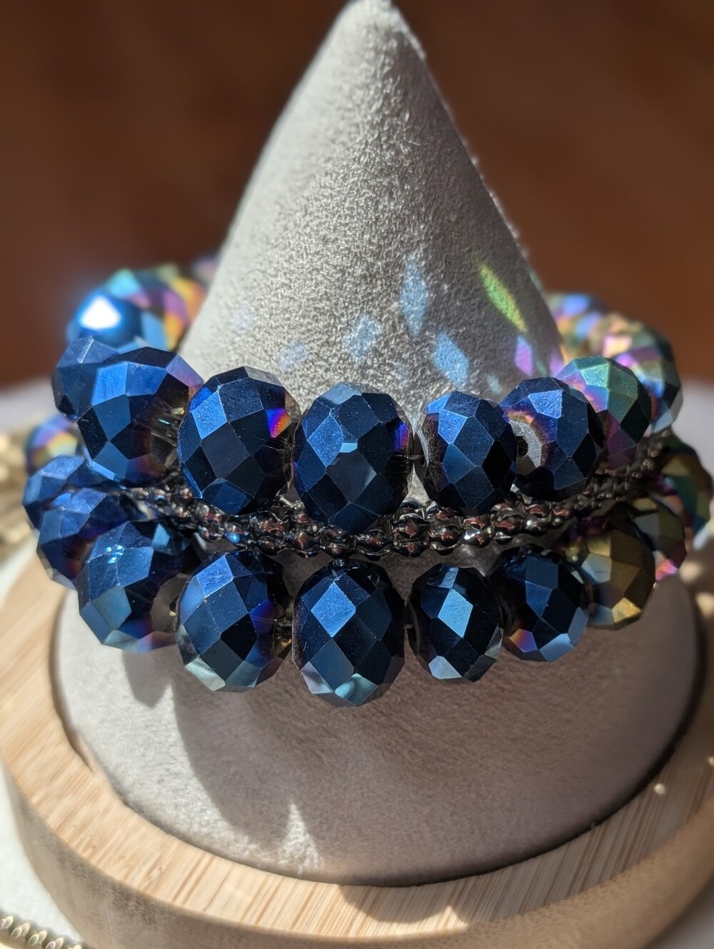 Beautiful 3 Strand Crystal and Silver Bracelet